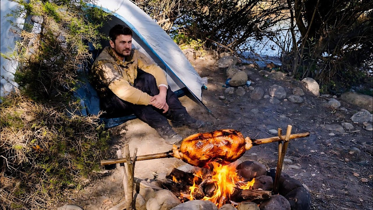 36 Hours solo Survival Camping Alone | Primitive Water Filter & Fire Chicken