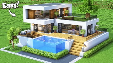 Minecraft: How to Build a Modern House Tutorial (Easy) #81 - Interior in Description!