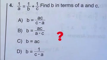 Solve 1/a = 1/b + 1/c | Find b in Terms of a and c | Algebra Equation Solving Trick