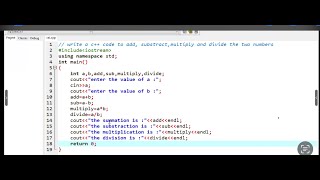Write a C++ program to add, subtract, multiply, and divide the two numbers.