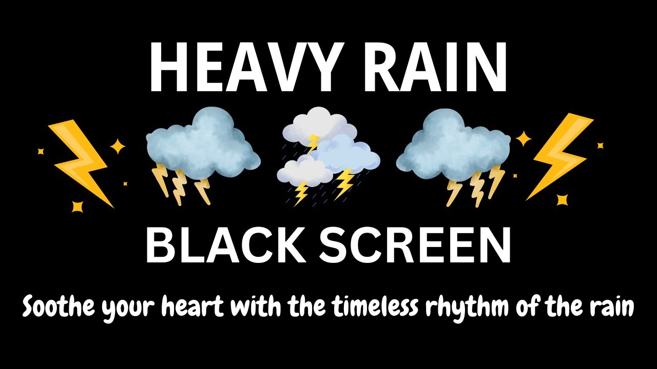 Heavy Rainstorm and Rolling Thunder | BLACK SCREEN | Sleep Peacefully Tonight