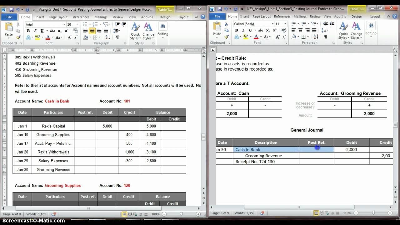 posting journal entries to general ledger account part 2 avi youtube