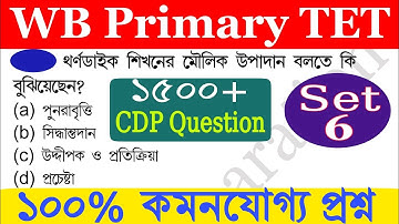 Primary tet exam preparation|wb primary tet preparation|wb primarycdp class| cdp mcq question answer