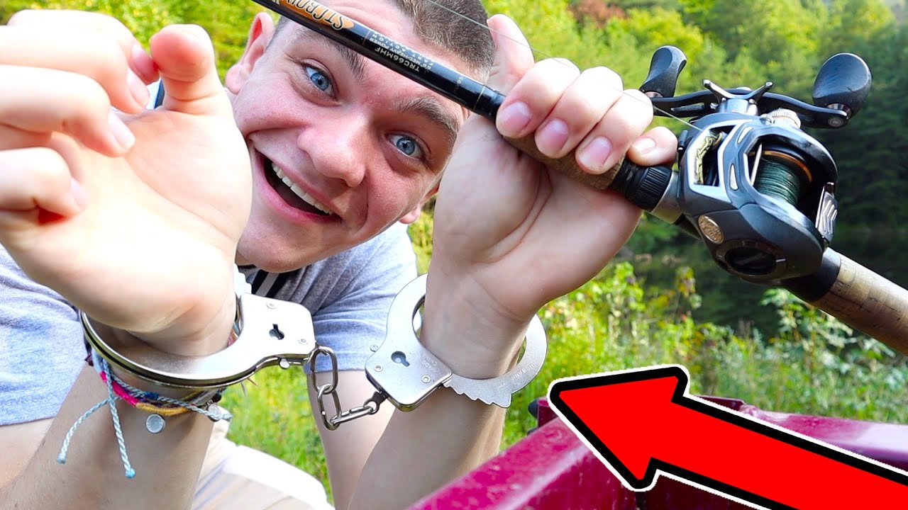 bass fishing at night HANDCUFFED Fishing Challenge!
