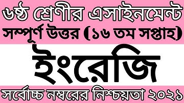 16th week English assignment class 6 / Class 6 English assignment 16th week / English assignment
