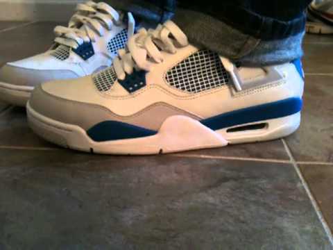 Military Blue 4s On Feet Youtube