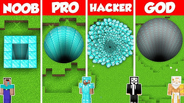 DIAMOND TUNNEL BASE BUILD CHALLENGE - Minecraft Battle: NOOB vs PRO vs HACKER vs GOD / Animation