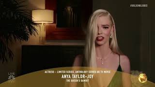 Anya Taylor-Joy wins best performance by Actress in Limited Series #GoldenGlobes