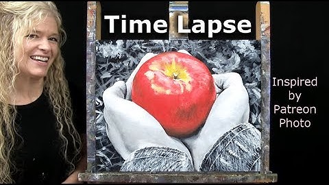 Learn How to Draw and Paint AN APPLE A DAY with Acrylics- Time Lapse-Easy Beginner Art Tutorial