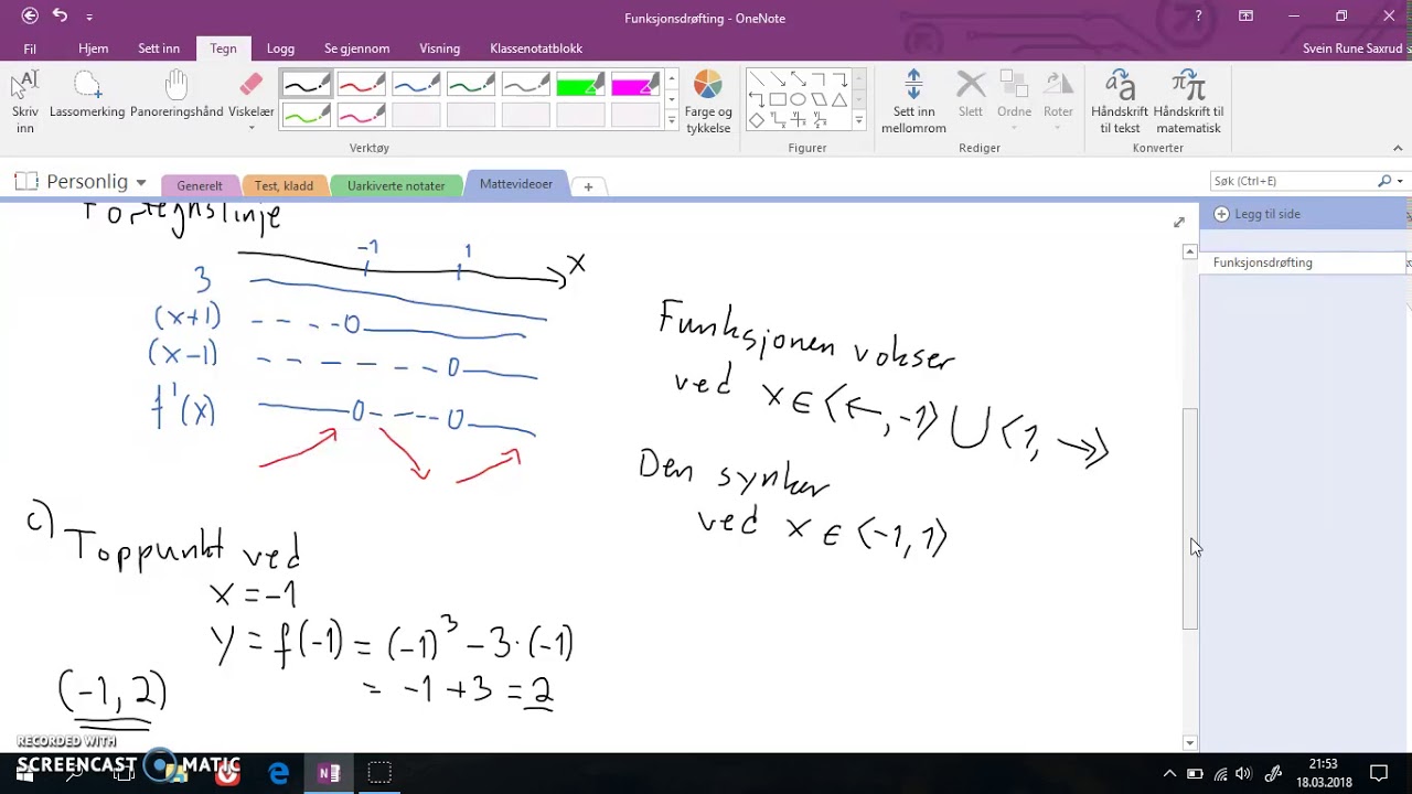 Funksjonsdrøfting 1T/S1 - Eksempel på løsning av oppgave