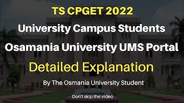 TS CPGET 2022 |Osmania University.UMS Portal Clear Information  |  #cpget2022