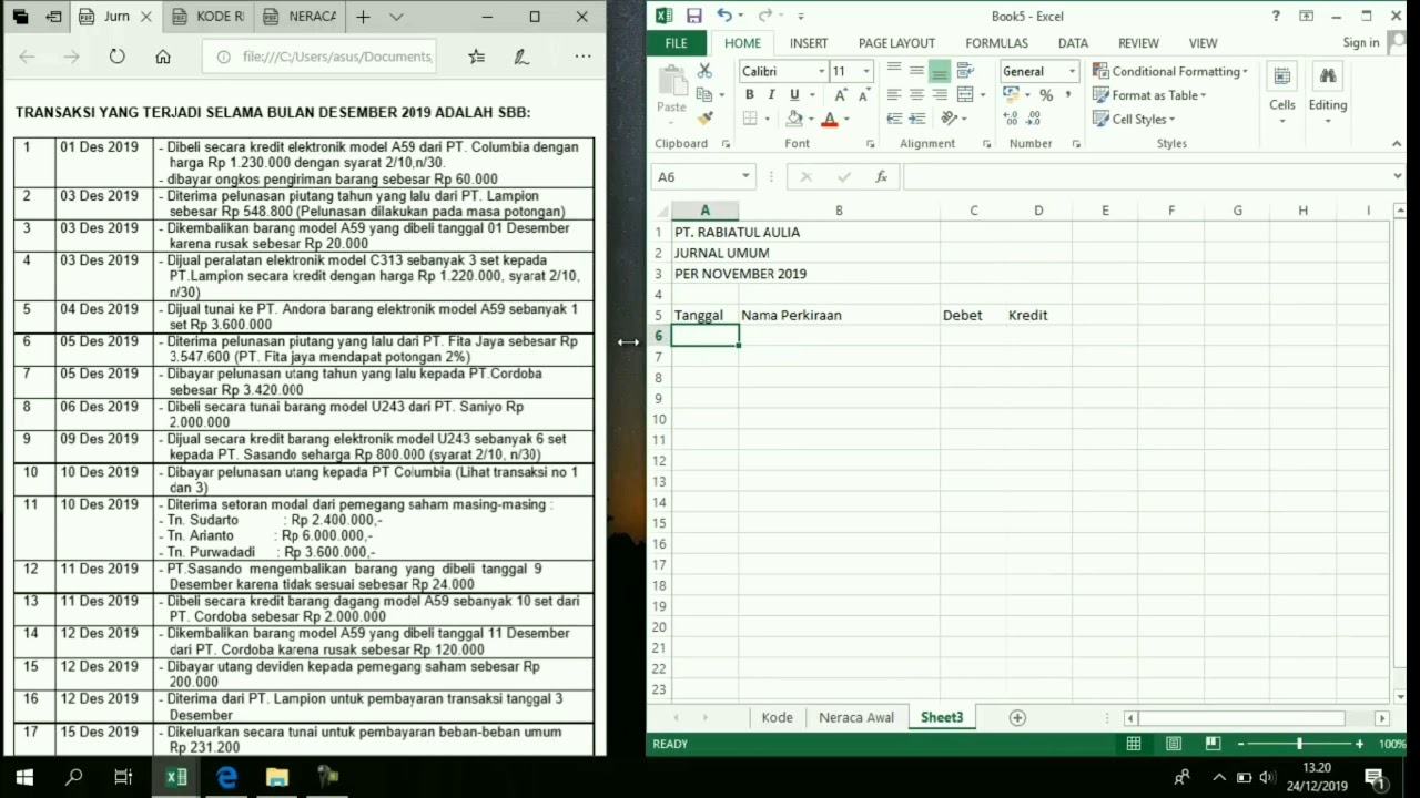 Tutorial Rumus Vlookup pada Jurnal Umum (Spreadsheet) 