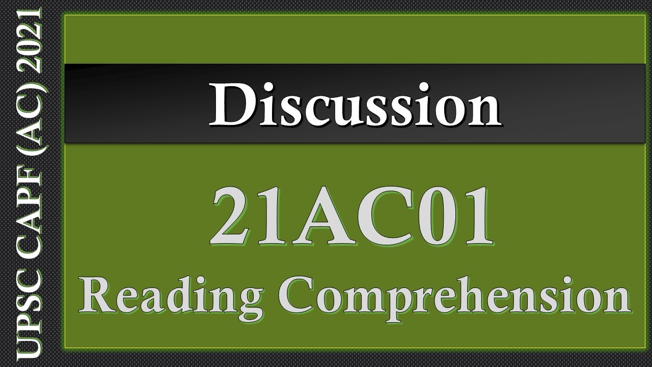 Reading Comprehension 21AC01 || UPSC CAPF PAPER II || Online Test Series  Programme 2021