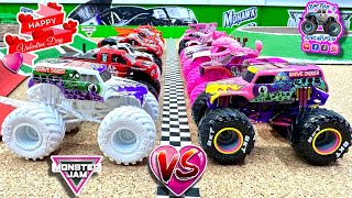 Toy Diecast Monster Truck Racing Tournament | 16 Truck VALENTINES DAY Monster Truck Race you’ll LOVE