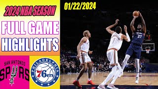 San Antonio Spurs vs Philadelphia 76ers Full Game Highlights Jan 22, 2024 | NBA Highlights 2024