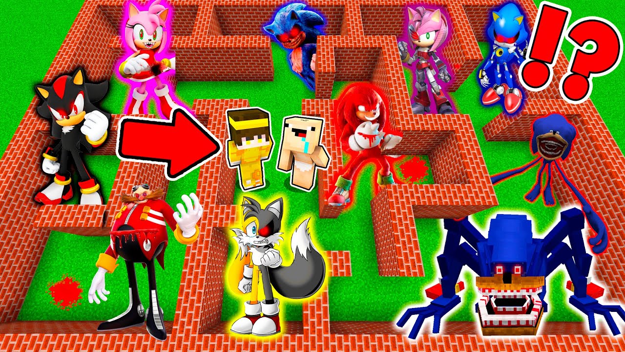 2 Noobs ATRAPADOS en el LABERINTO de SHIN SONIC 😨 | ESCAPA DEL LABERINTO GIGANTE SHIN SONIC TAPES