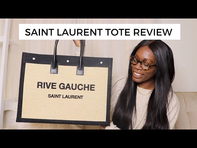 Rive gauche tote bag in raffia and leather