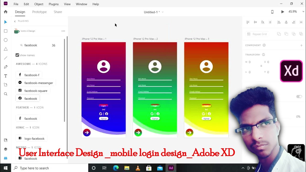 Adobe XD_ Mobile Application_ login page design_in Designhut