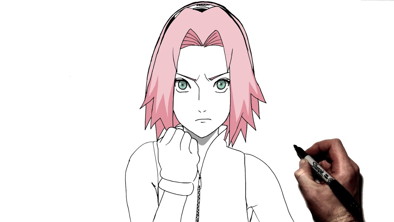 How to draw Sakura Haruno step by step  Easy drawings for beginners  Anime  drawing step by step  YouTube