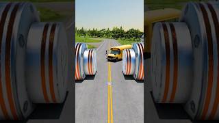 City Long Buses \& Capsule Bus vs Hydraulic Crush - BeamNG.drive #shorts #beamngdrive #bus