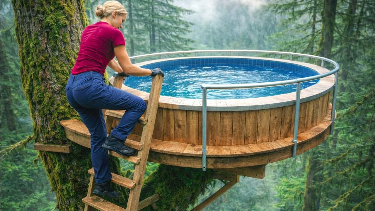 166 Days of Silent Crafting: Building a Luxury Pool Above a Massive Treehouse (ASMR)