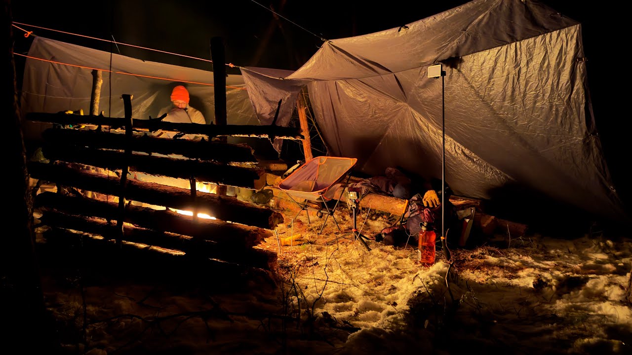 Winter Camping OVERNIGHT NO TENT No Sleeping Bag! Bushcraft Shelter ...