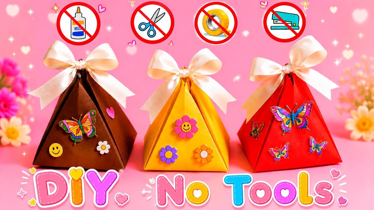 DIY How to make paper bag without glue / origami paper bag / no glue ...