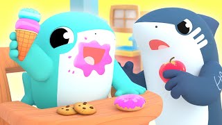 Shark Academy Comer sano | Buenos hábitos para los niños | Canciones de Shark Academy para niños