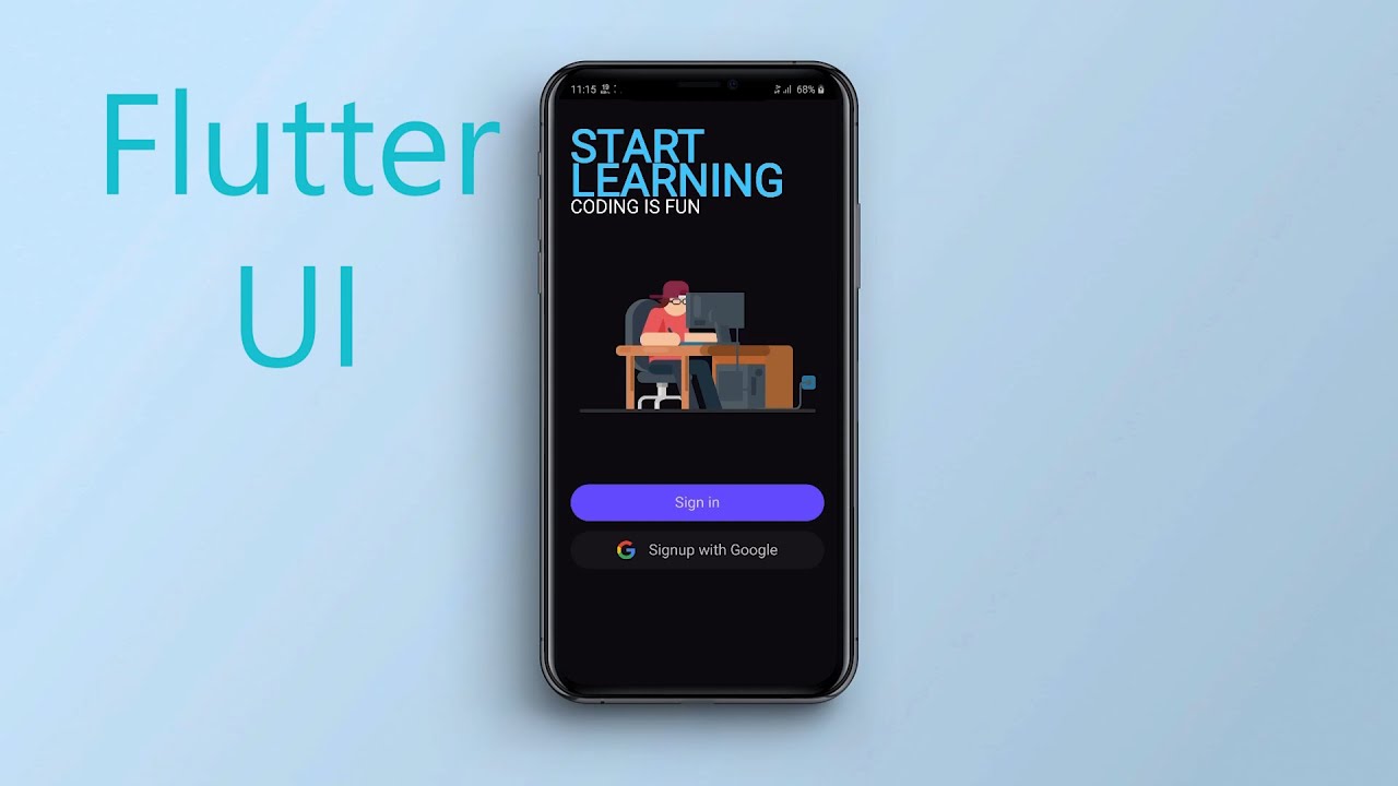 Flutter welcome & login page UI speed Code #Flutter #ui #android ...