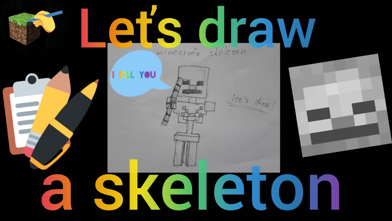 How to draw minecraft skeleton - YouTube