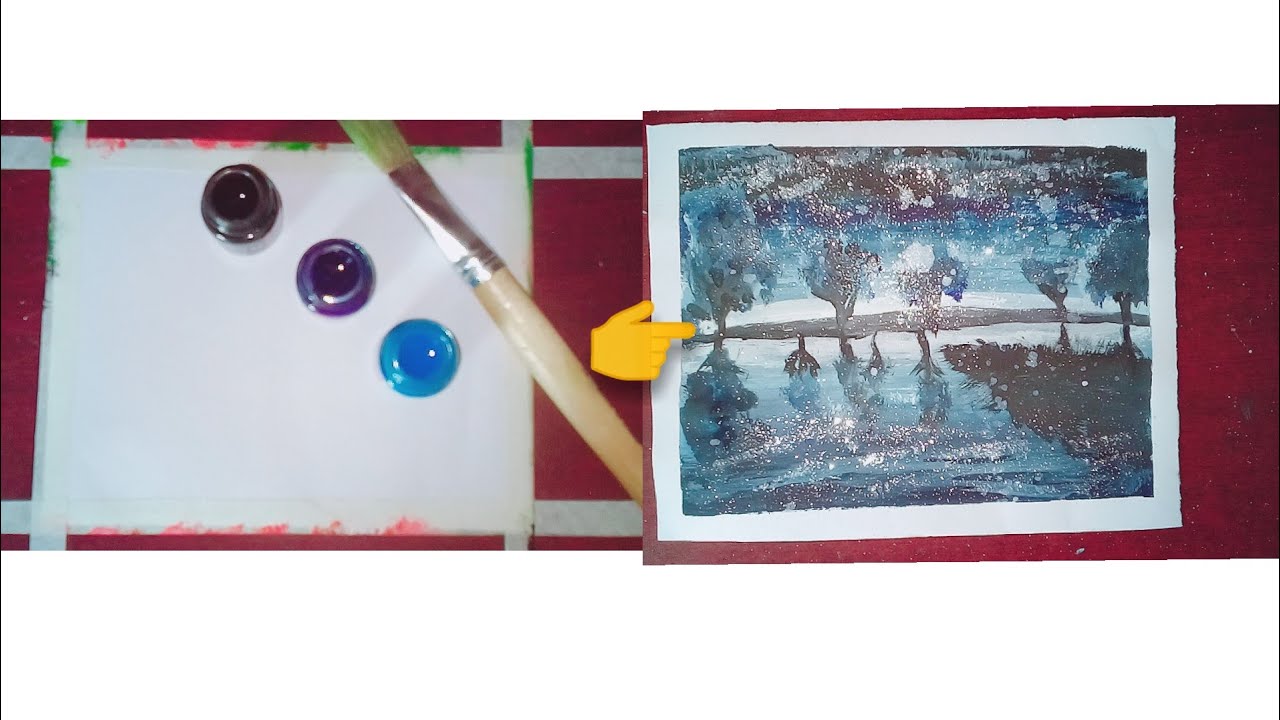 Glitter painting in acrylic colour for beginners scenery painting 13 Ankhi YouTube
