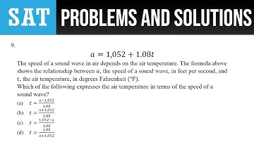 9. a=1,052+1.08t The speed of a sound wave in air depends on the air temperature. The formula above