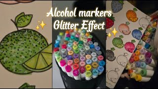 Relaxing coloring/Alcohol marker Glitter Effect tutorial #glitter #ohuhumarkers #relaxingcoloring