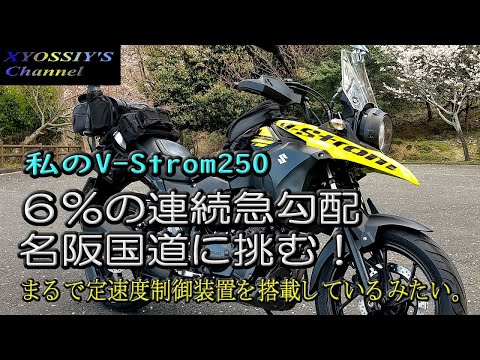 【SUZUKI V-Strom250】SUZUKI V-Strom250で名阪国道の６％連続急勾配(オメガカーブ）に挑む！