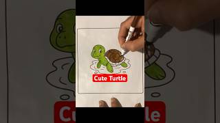 Coloring a Cute Turtle 🐢💚 | Adorable Time-Lapse Art #viralreels #drawing