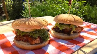 Amazing grilled crispy pork belly burger recipe (with subtitles)