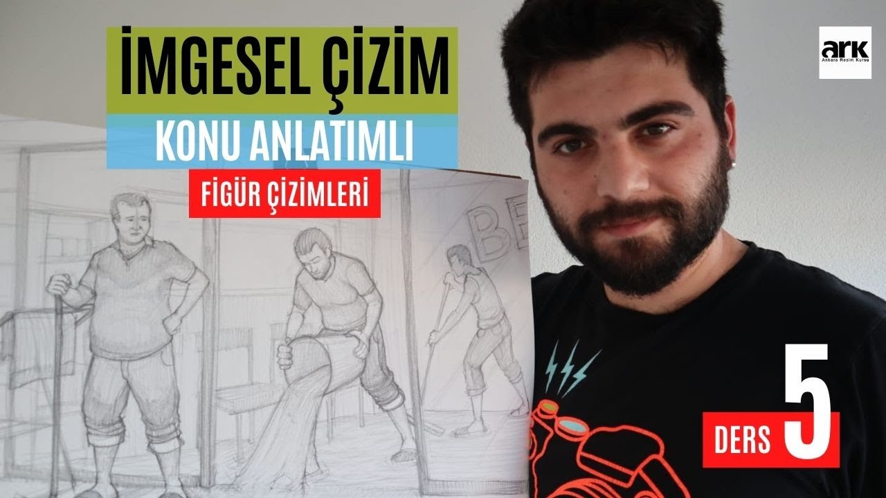İMGESEL ÇİZİM DERSLERİ 5 - Su basmış dükkanını temizleyen esnaf - Online Resim Dersi