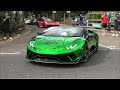 Supercars in North London July 2020.LOUD Accelerating Supercars and Modified cars leaving car meet.