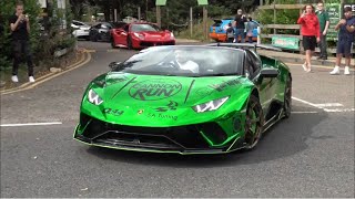 Supercars in North London July 2020.LOUD Accelerating Supercars and Modified cars leaving car meet.