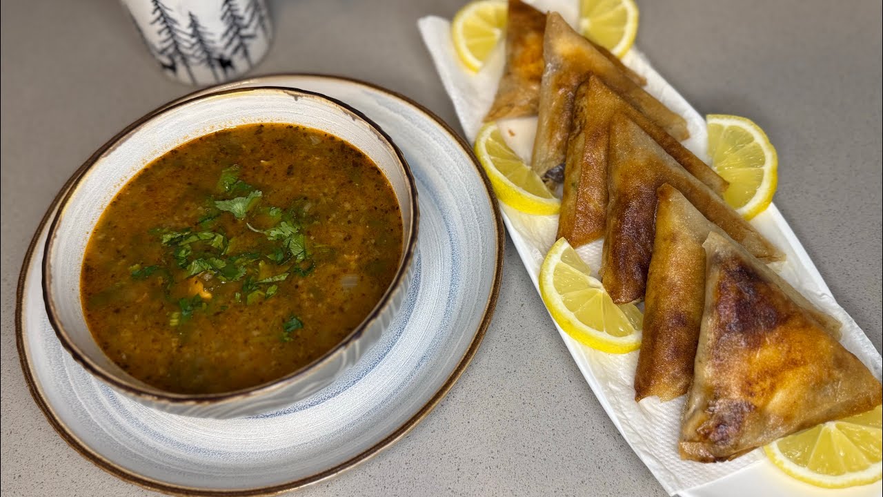 شوربة فريك ساهلة ماهلة مع بوراك مقلي بطريقة صحية 🥣 Chorba Frik très facile avec Bourak Sain et bon 