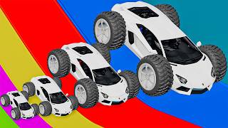 Small Cars on Big Police Car vs Slide Color with Portal Pool Cars vs Deep Water in BeamNG.drive #1 screenshot 3