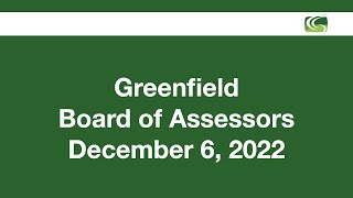 Board of Assessors Meeting December 6 2022