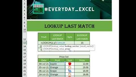 Lookup Function to get the last matching value #msexcel #googlesheets