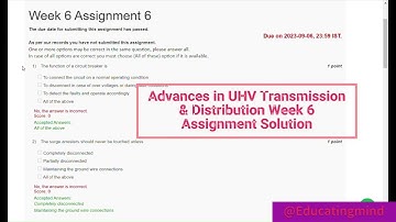 Advances in UHV Transmission  & Distribution Week 6 Assignment Solution  NPTEL