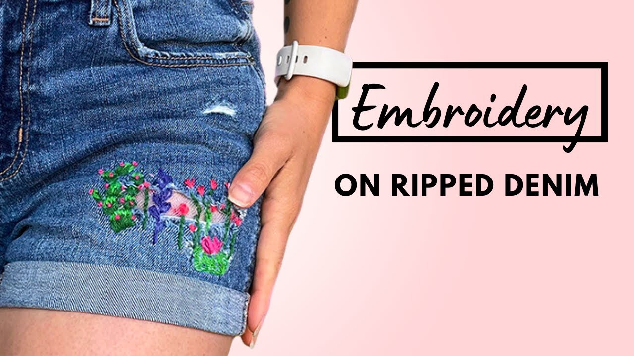 DIY : Embroidery on jeans 😍, how to embroider jeans