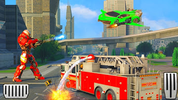 Flying Firefighter Truck Transform Robot Games Android Gameplay