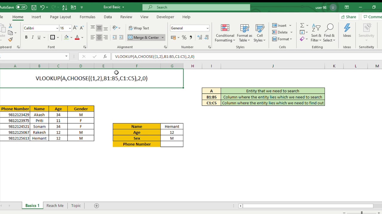 Reverse Vlookup Method How to use Vlookup in reverse way - YouTube