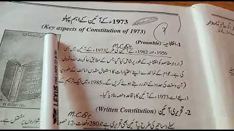 Class 10: Pak Studies: Key aspects of constitution of 1973