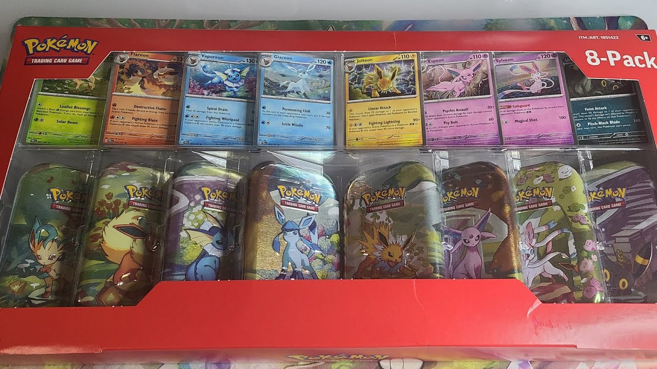 Открываем набор из 8 конфет Costco (мини-банки Prismatic Evolutions — Eeveelutions)