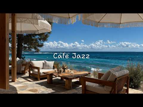 Relaxing Seaside Cafe Jazz Escape with Cozy Lounge Chairs | Smooth Jazz & Ocean View for Calm